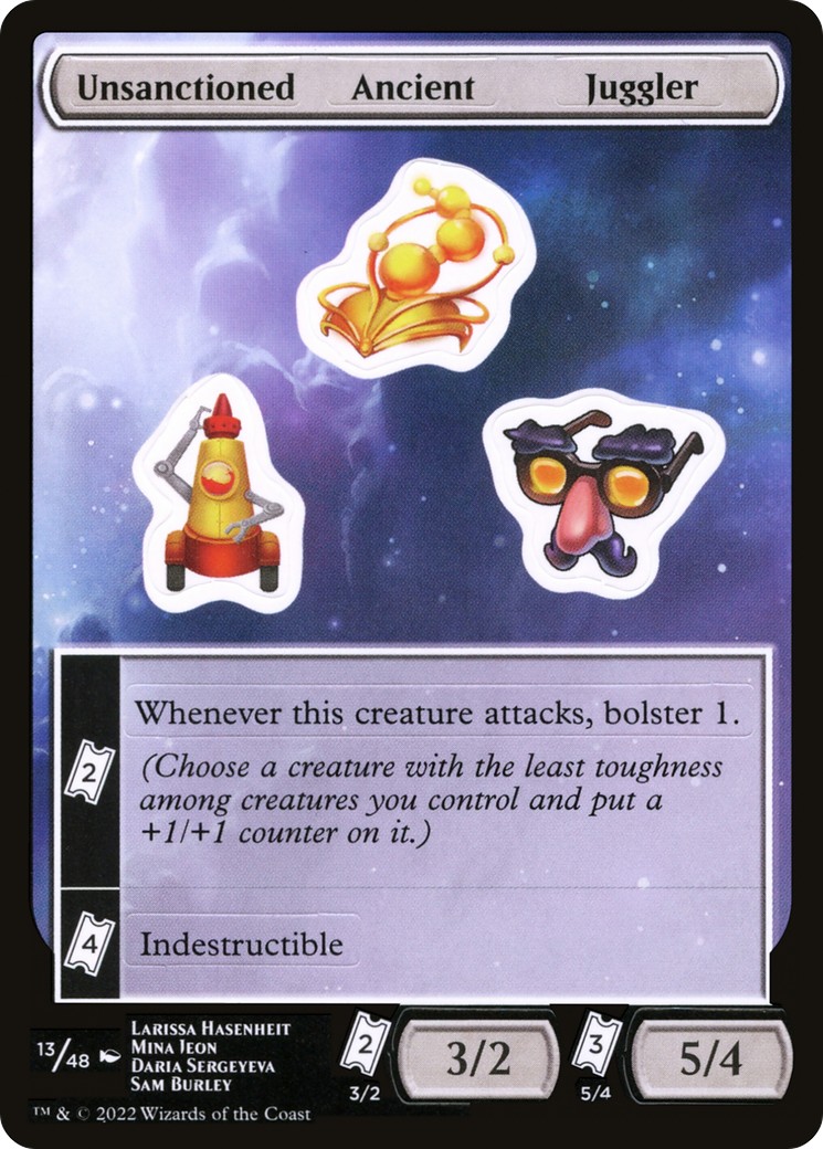 2022 Magic: The Gathering Unfinity Sticker Sheets Unsanctioned Ancient Juggler #13 trading card