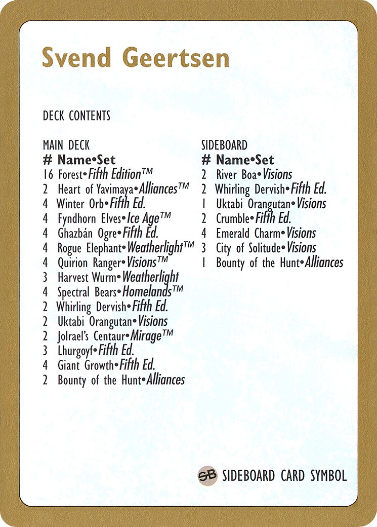 Svend Geertsen Decklist - Image 1