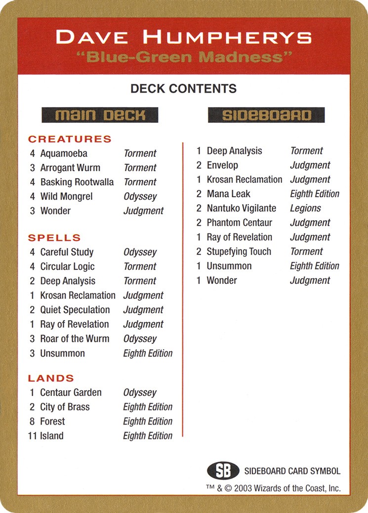 Dave Humpherys Decklist - Image 1