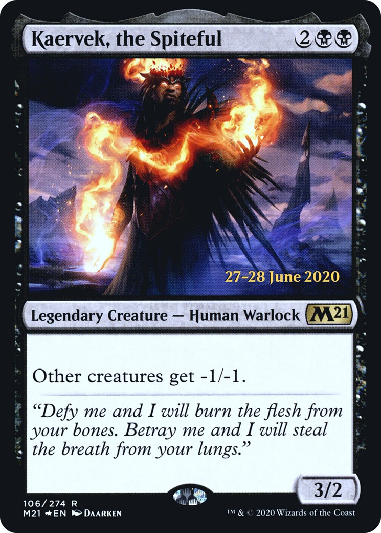2020 Magic: The Gathering Core Set 2021 Promos Kaervek, the Spiteful #106s trading card