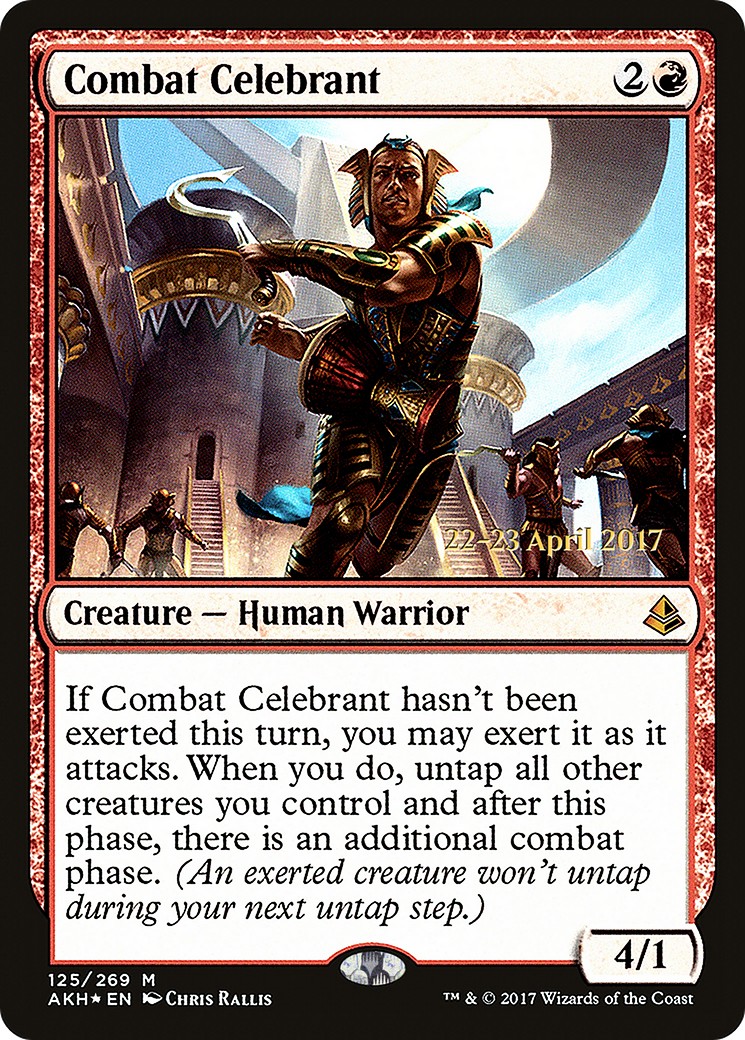 2017 Magic: The Gathering Amonkhet Promos Combat Celebrant #125s trading card