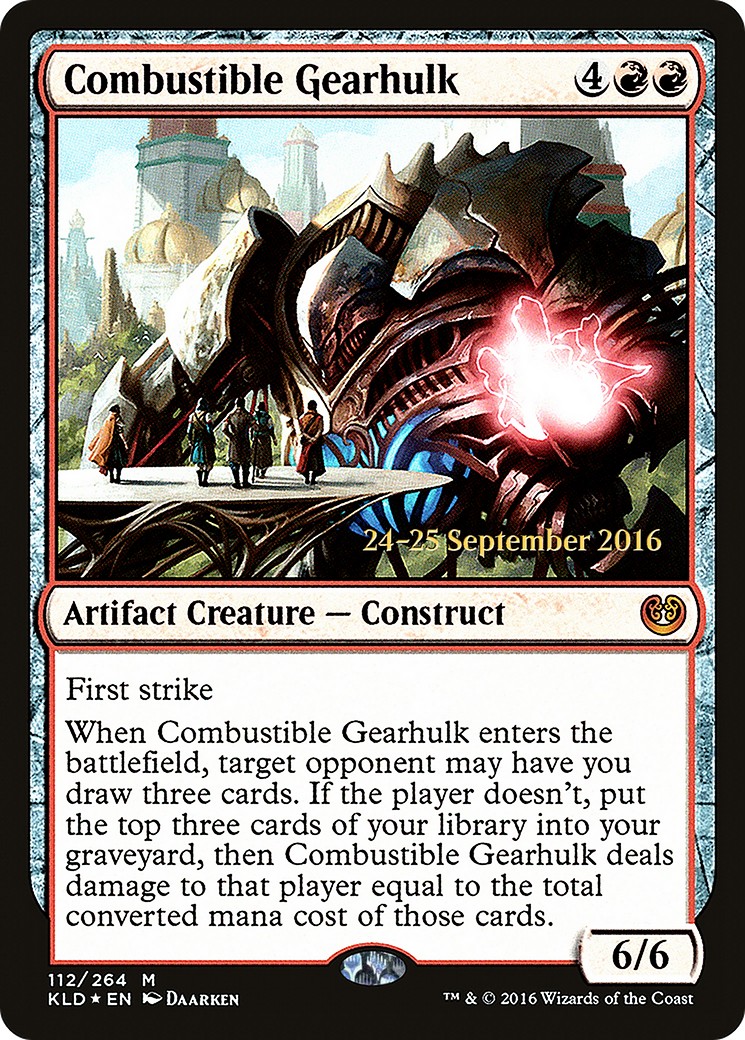 2016 Magic: The Gathering Kaladesh Promos Combustible Gearhulk #112s trading card