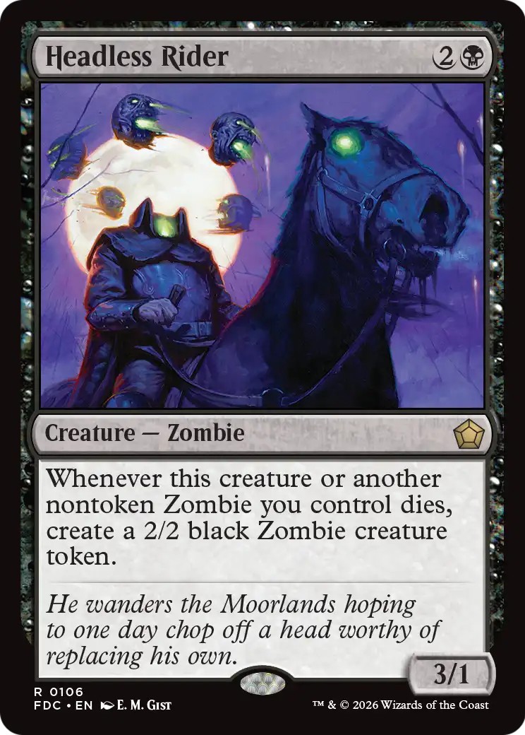 2026 Magic: The Gathering Foundations Headless Rider #106 trading card