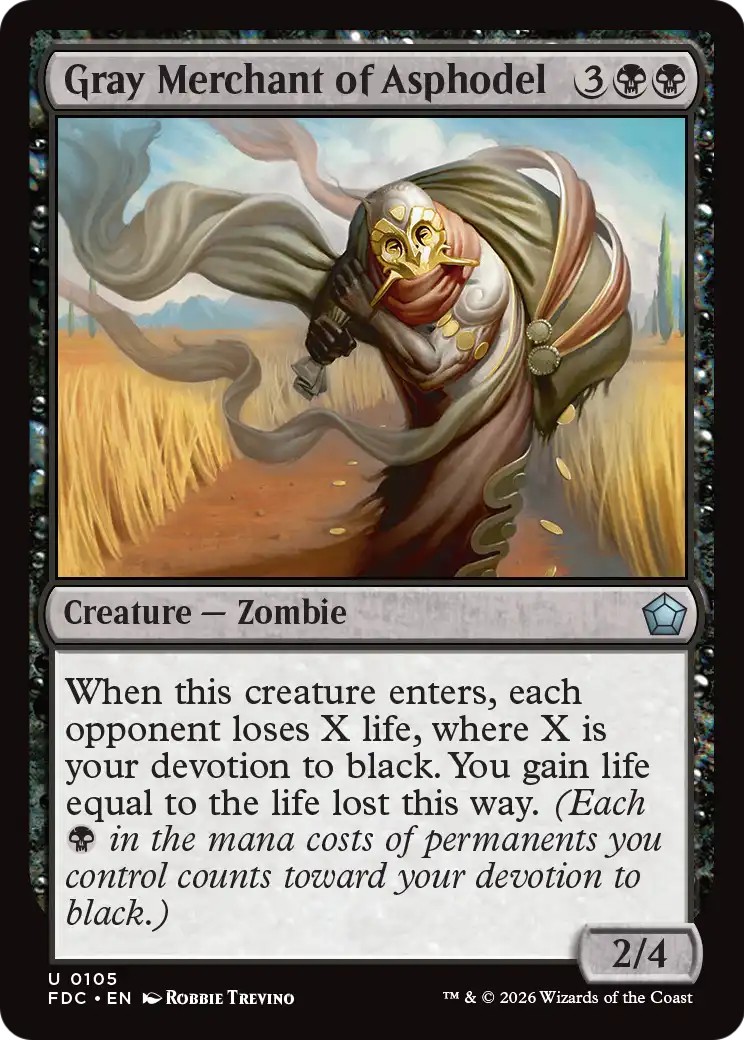 2026 Magic: The Gathering Foundations Gray Merchant of Asphodel #105 trading card