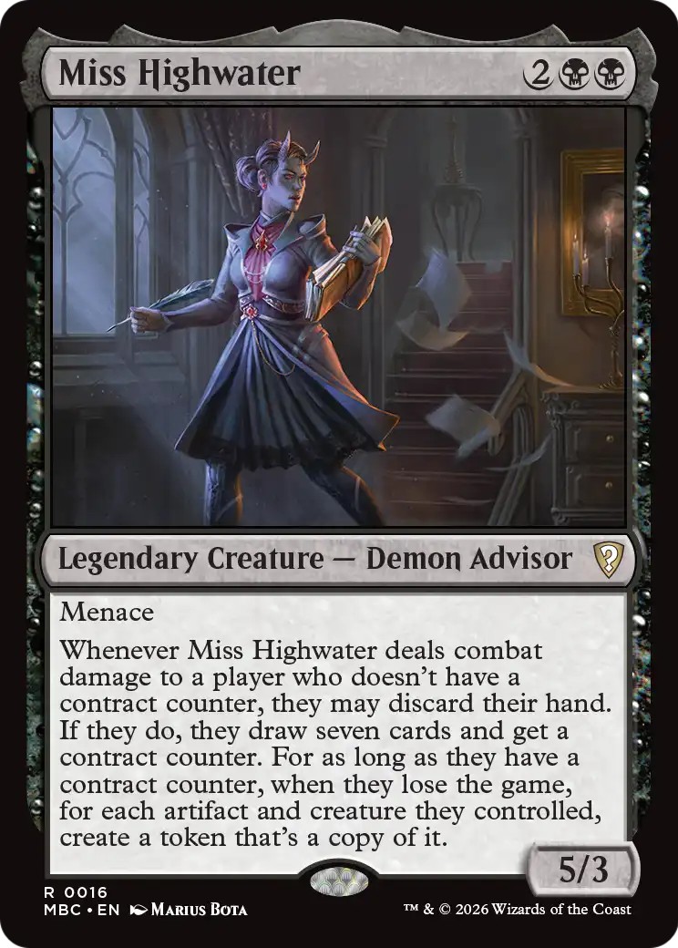 2026 Magic: The Gathering Mystery Booster Commander Edition Miss Highwater #16 trading card