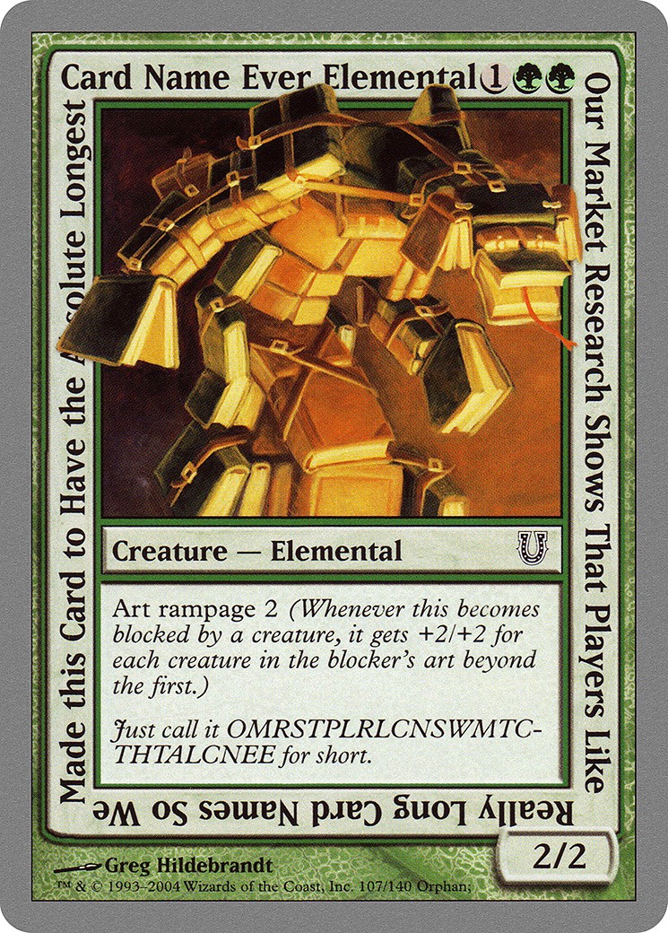 Our Market Research Shows That Players Like Really Long Card Names So We Made this Card to Have the Absolute Longest Card Name Ever Elemental - Image 1