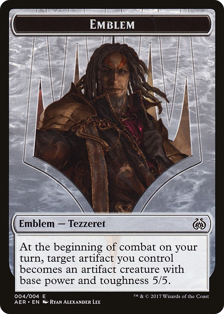2017 Magic: The Gathering Aether Revolt Tokens Tezzeret the Schemer Emblem #4 trading card