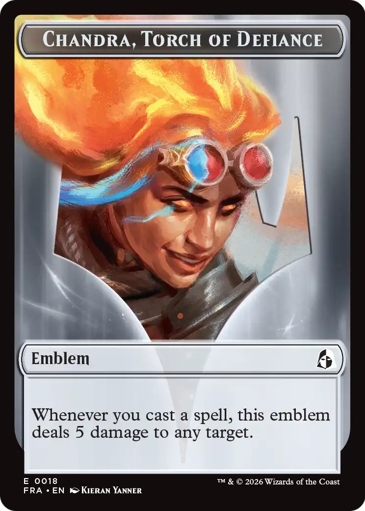 2026 Magic: The Gathering Reality Fracture Tokens Chandra, Torch of Defiance Emblem #18 trading card