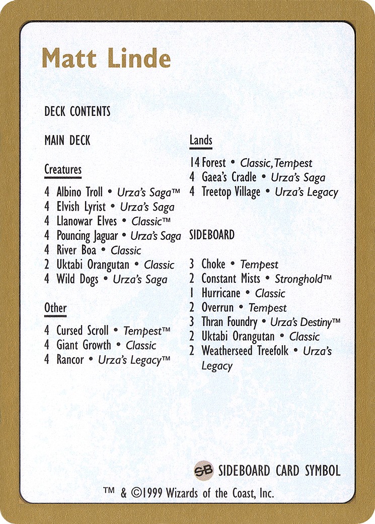 Matt Linde Decklist - Image 1