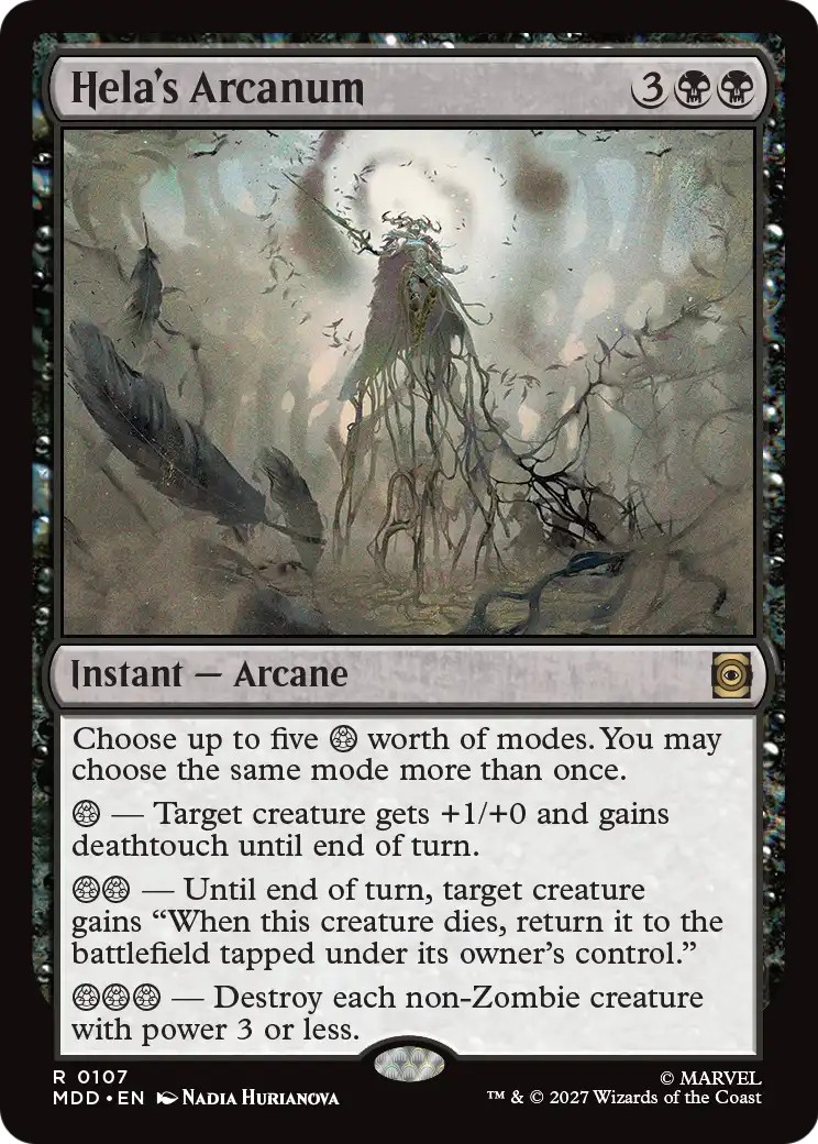 2027 Magic: The Gathering Marvel: Darkhold Destiny Hela's Arcanum #107 trading card