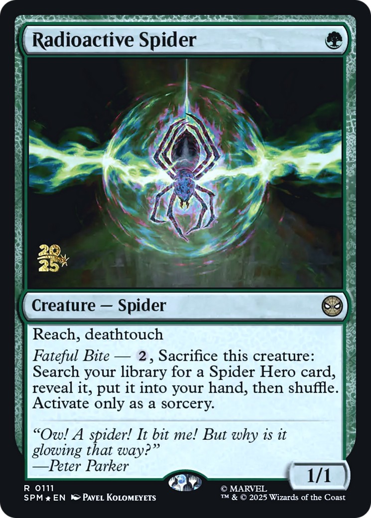 2025 Magic: The Gathering Marvel's Spider-Man Promos Radioactive Spider #111s trading card