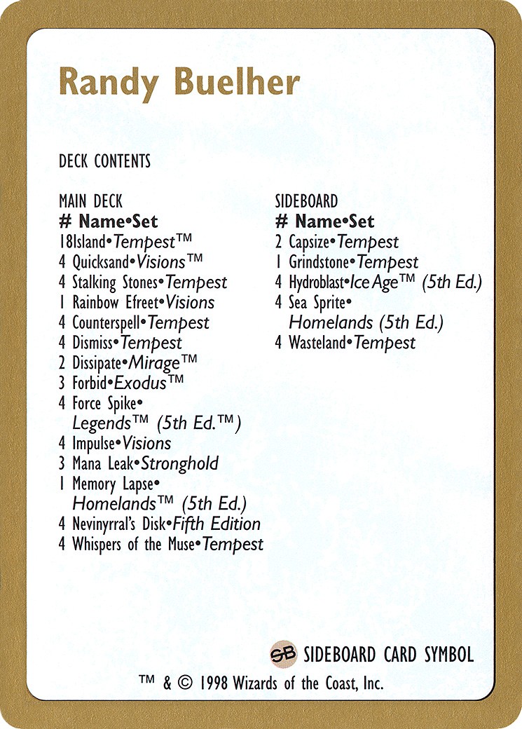 Randy Buehler Decklist - Image 1