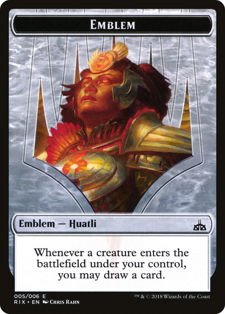 2018 Magic: The Gathering Rivals of Ixalan Tokens Huatli, Radiant Champion Emblem #5 trading card