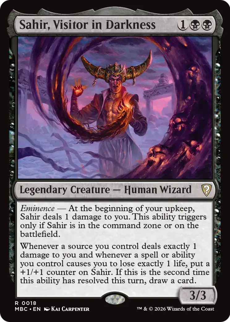 2026 Magic: The Gathering Mystery Booster Commander Edition Sahir, Visitor in Darkness #18 trading card