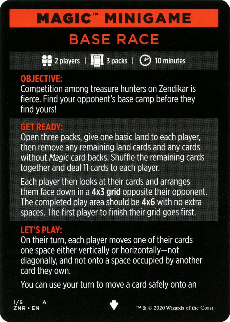 2020 Magic: The Gathering Zendikar Rising Minigames Base Race // Base Race (cont'd) #1 trading card