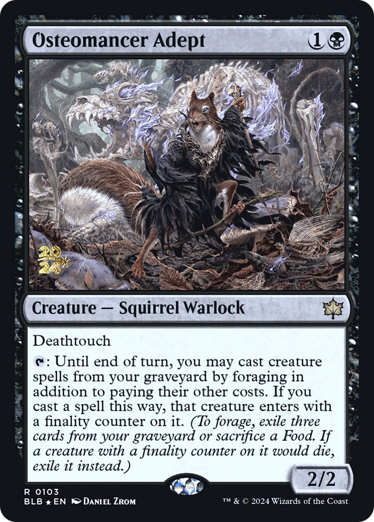 2024 Magic: The Gathering Bloomburrow Promos Osteomancer Adept #103s trading card