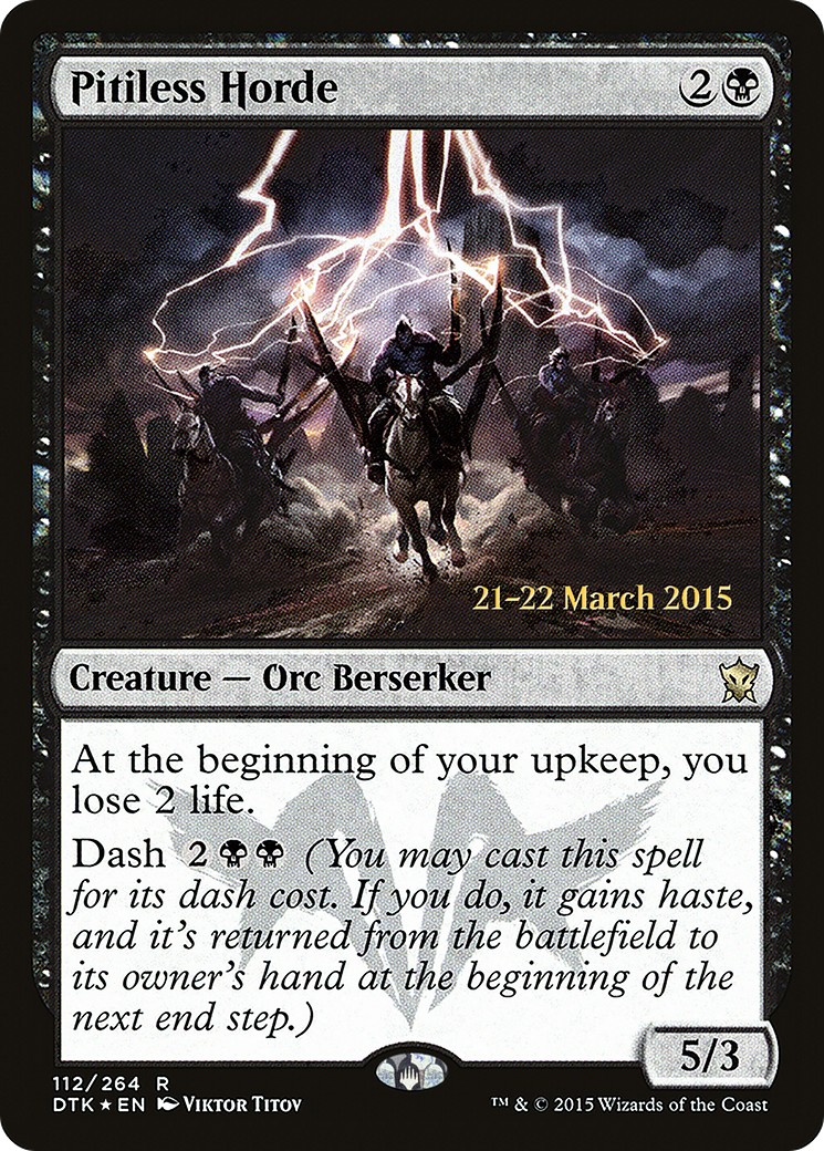 2015 Magic: The Gathering Dragons of Tarkir Promos Pitiless Horde #112s trading card