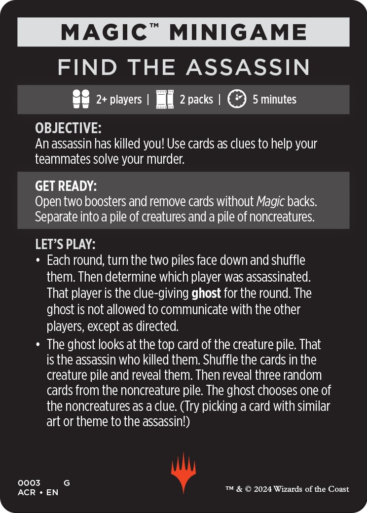 2024 Magic: The Gathering Assassin's Creed Minigames Find the Assassin // Find the Assassin (cont'd) #3 trading card