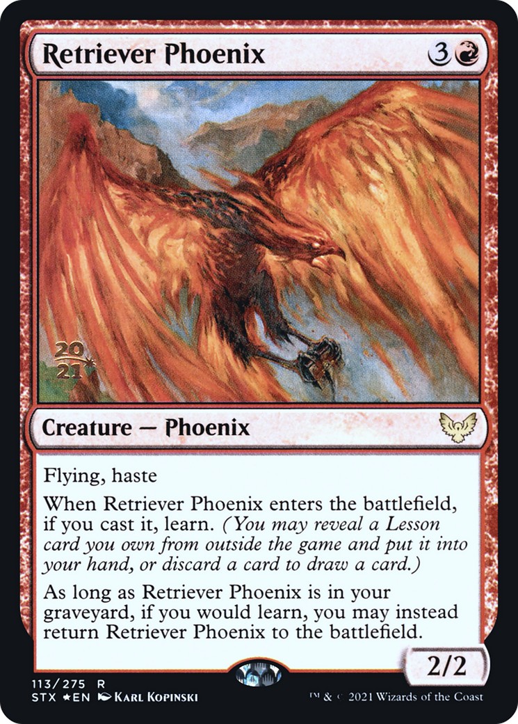 2021 Magic: The Gathering Strixhaven: School of Mages Promos Retriever Phoenix #113s trading card