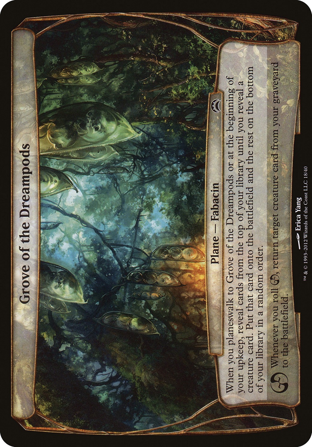 2012 Magic: The Gathering Planechase 2012 Planes Grove of the Dreampods #18 trading card
