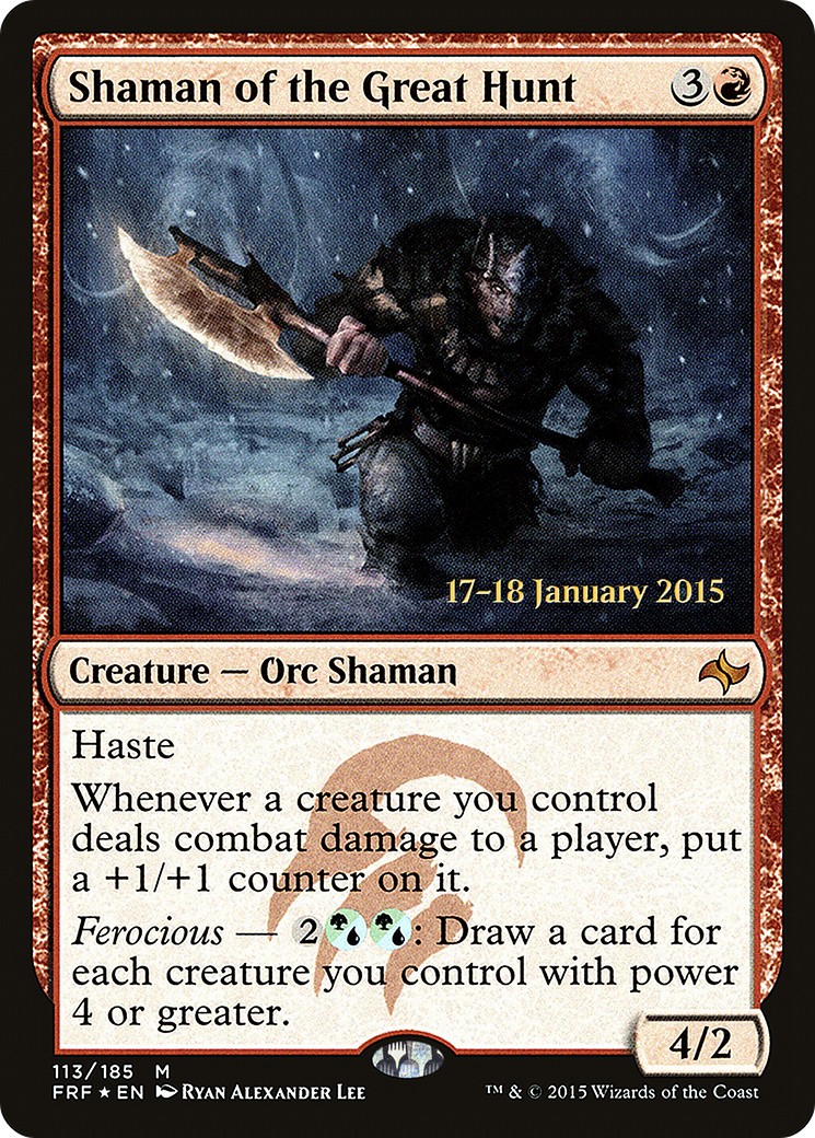 2015 Magic: The Gathering Fate Reforged Promos Shaman of the Great Hunt #113s trading card