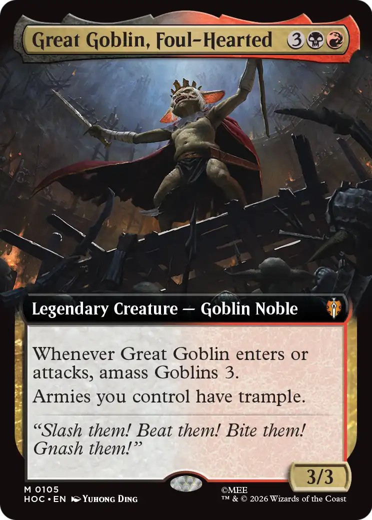 2026 Magic: The Gathering The Hobbit Eternal Great Goblin, Foul-Hearted #105 trading card