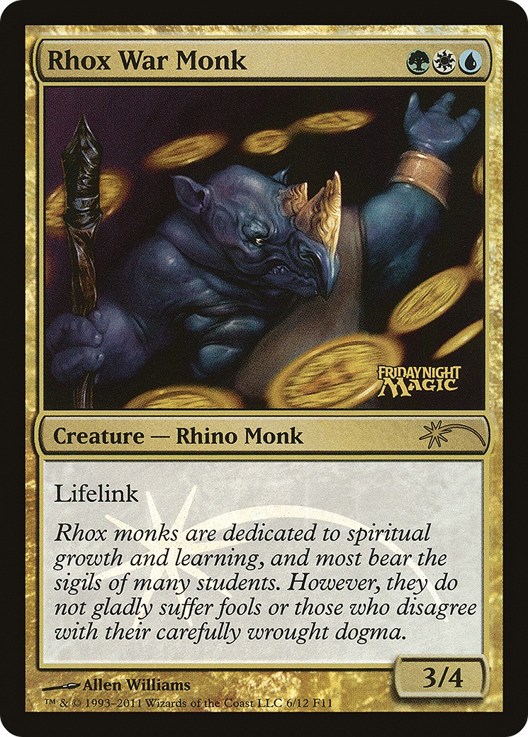 2011 Magic: The Gathering Friday Night Magic Rhox War Monk #6 trading card