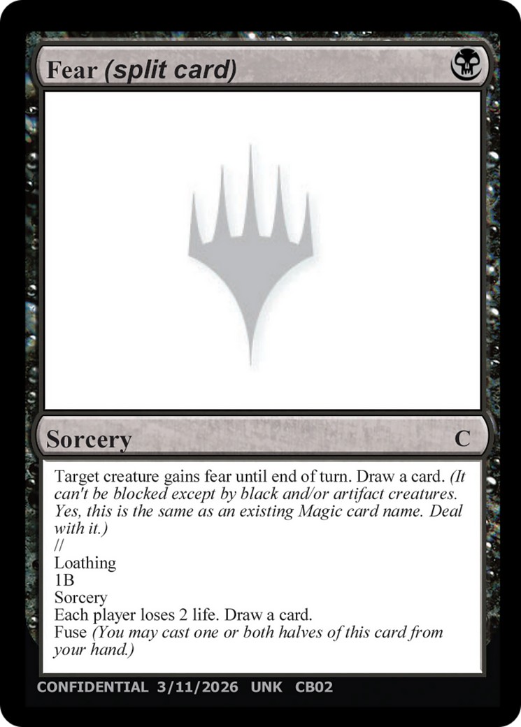 2026 Magic: The Gathering Unknown Event Fear (split card) // Loathing #CB02c trading card