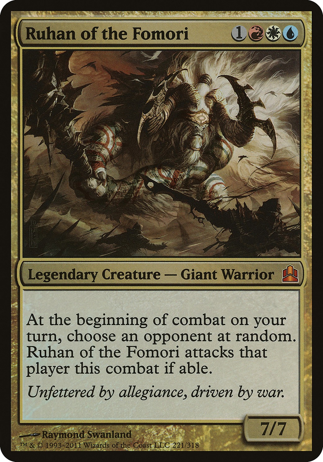 2011 Magic: The Gathering Commander 2011 Oversized Ruhan of the Fomori #221 trading card