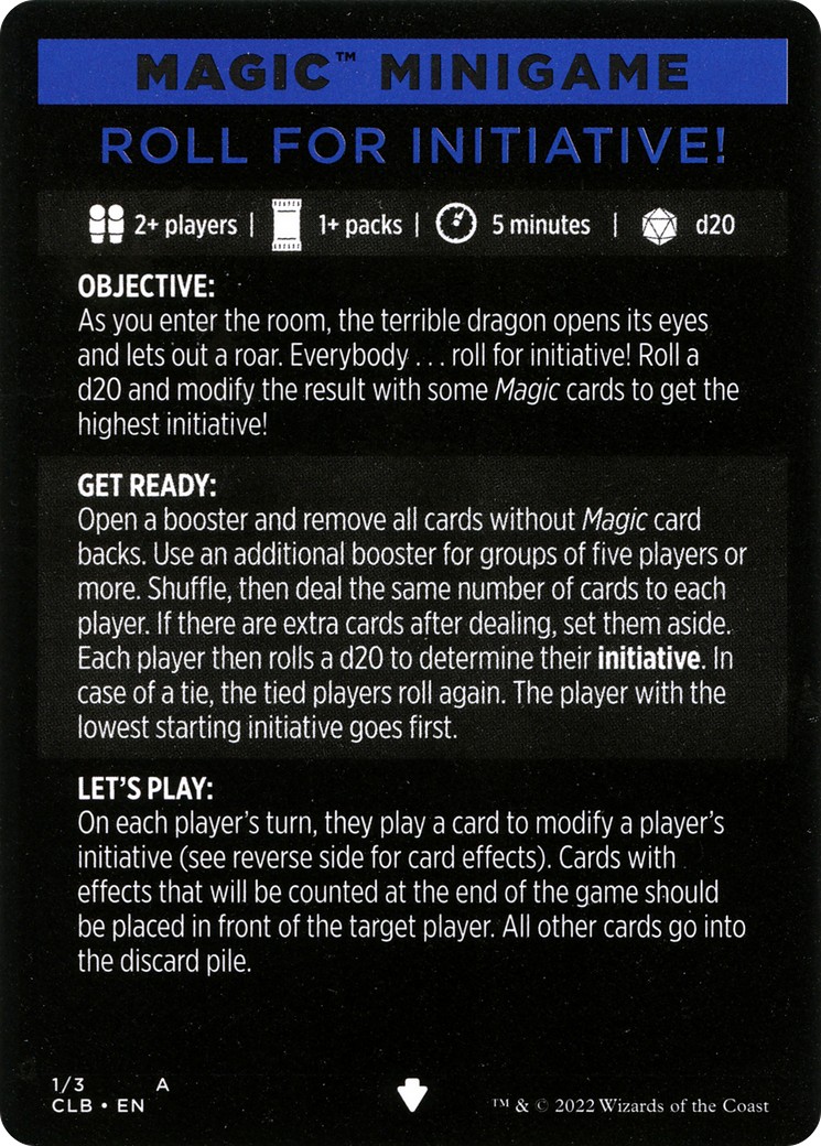 2022 Magic: The Gathering Commander Legends: Battle for Baldur's Gate Minigames Roll for Initiative // Roll for Initiative (c