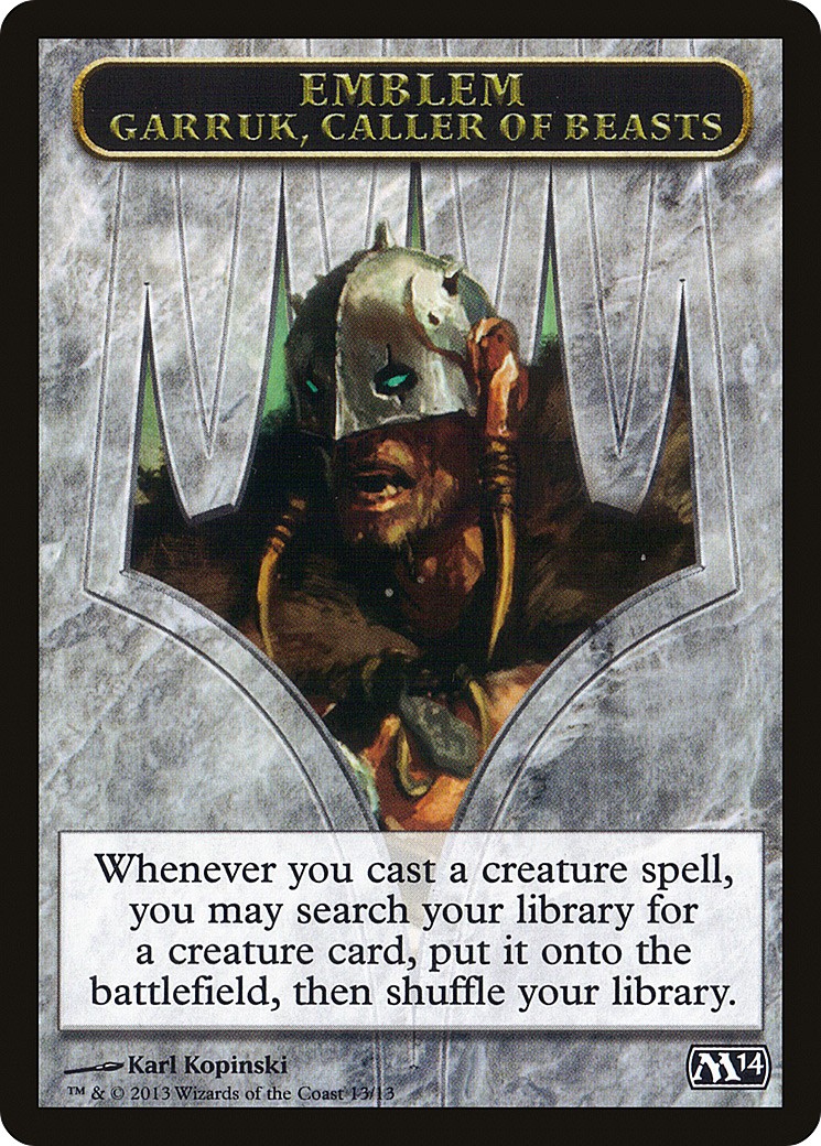 2013 Magic: The Gathering Magic 2014 Tokens Garruk, Caller of Beasts Emblem #13 trading card