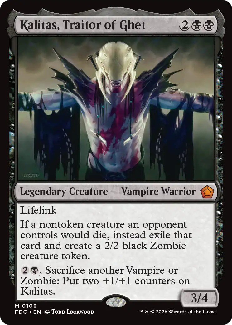 2026 Magic: The Gathering Foundations Kalitas, Traitor of Ghet #108 trading card