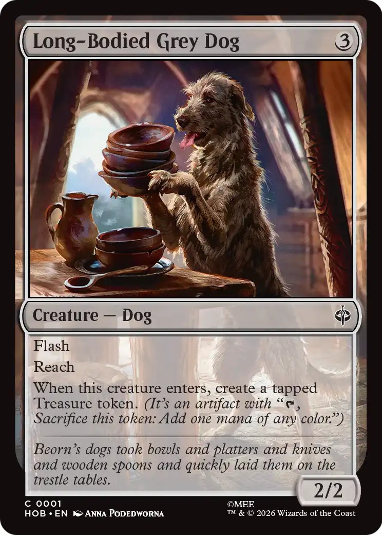 2026 Magic: The Gathering The Hobbit Long-Bodied Grey Dog #1 trading card