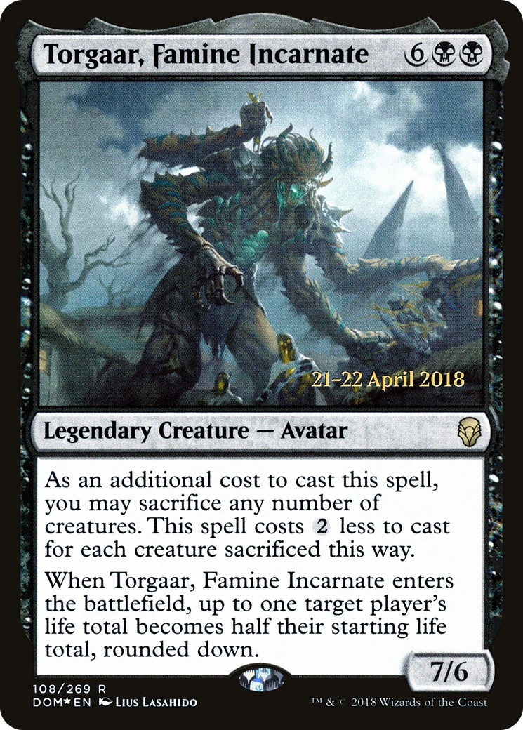 2018 Magic: The Gathering Dominaria Promos Torgaar, Famine Incarnate #108s trading card