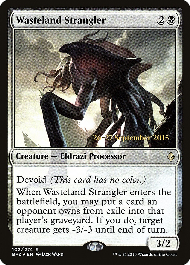 2015 Magic: The Gathering Battle for Zendikar Promos Wasteland Strangler #102s trading card