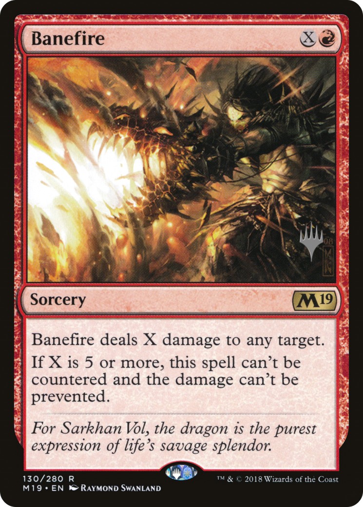 2018 Magic: The Gathering Core Set 2019 Promos Banefire #130p trading card