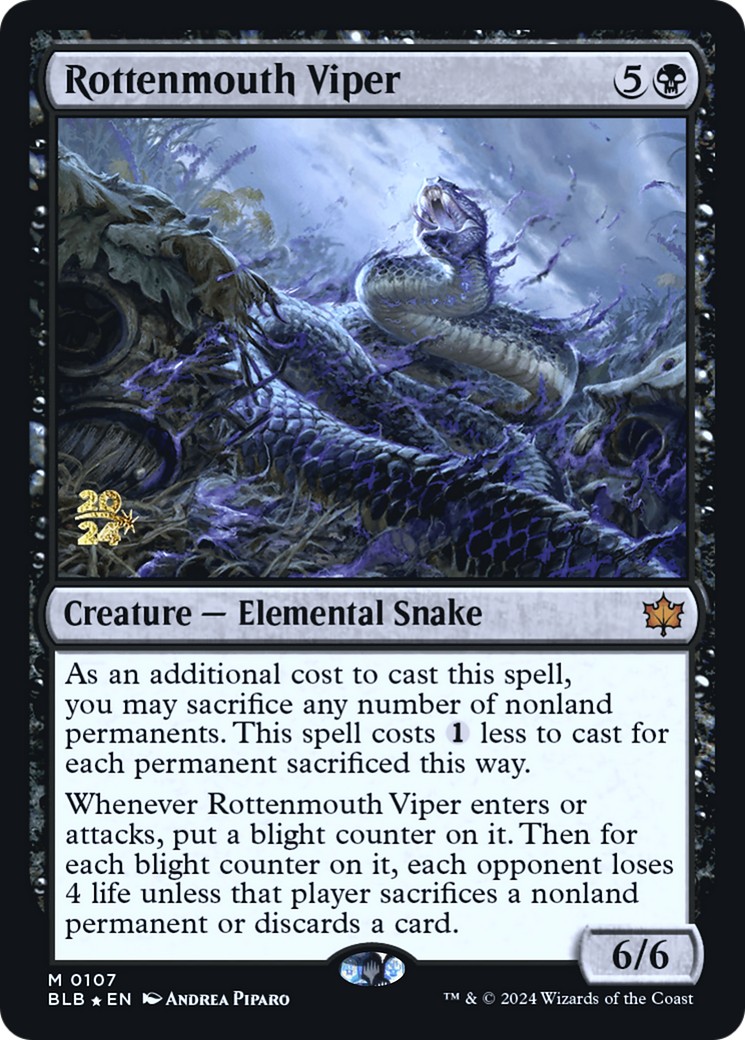 2024 Magic: The Gathering Bloomburrow Promos Rottenmouth Viper #107s trading card