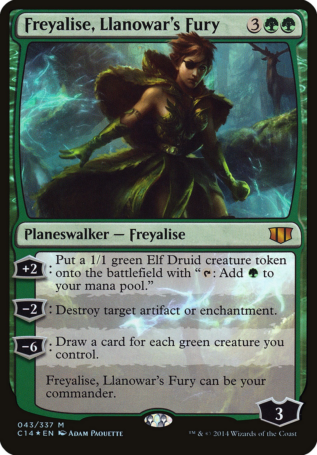 2014 Magic: The Gathering Commander 2014 Oversized Freyalise, Llanowar's Fury #43 trading card