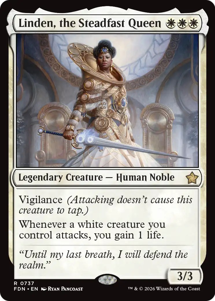 2026 Magic: The Gathering Foundations Linden, the Steadfast Queen #737 trading card