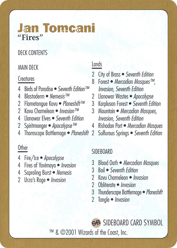 Jan Tomcani Decklist - Image 1