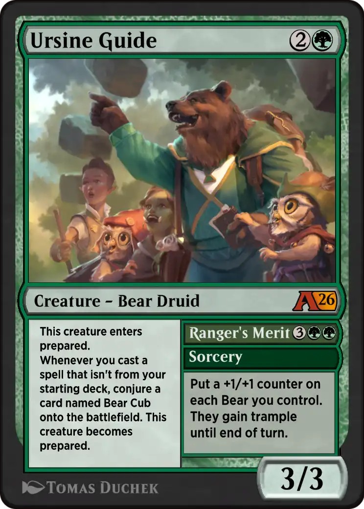 2026 Magic: The Gathering Alchemy: Secrets of Strixhaven Ursine Guide // Ranger's Merit #11 trading card