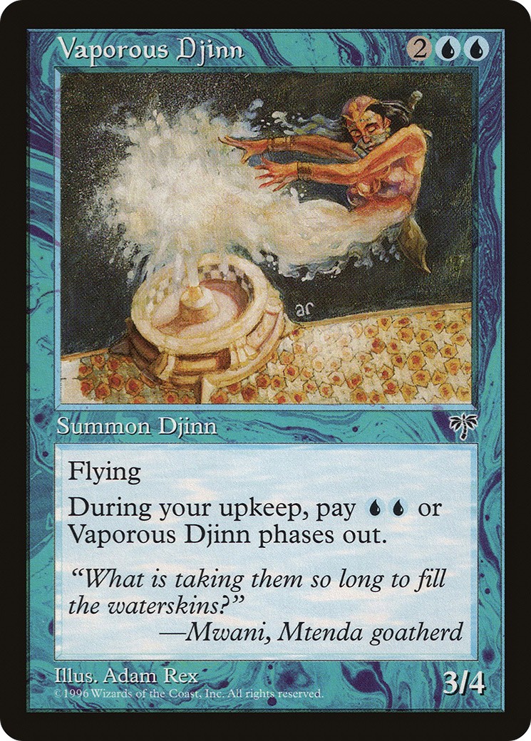 1996 Magic: The Gathering Mirage Vaporous Djinn #101 trading card
