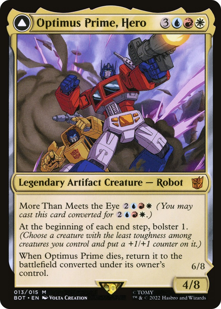 2022 Magic: The Gathering Transformers Optimus Prime, Hero // Optimus Prime, Autobot Leader #13 trading card