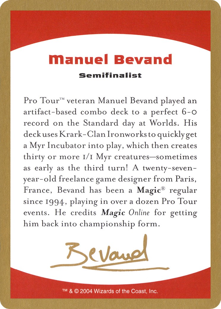 Manuel Bevand Bio - Image 1