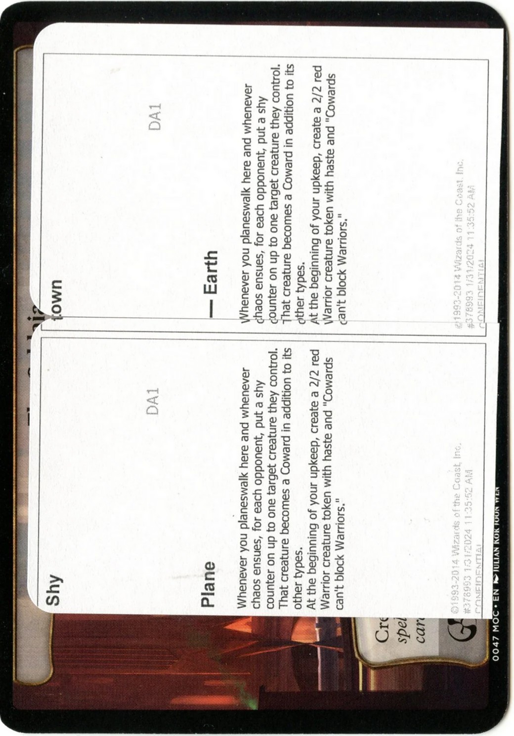 2024 Magic: The Gathering Black Lotus Unknown Planechase Shy Town #PLA007 trading card