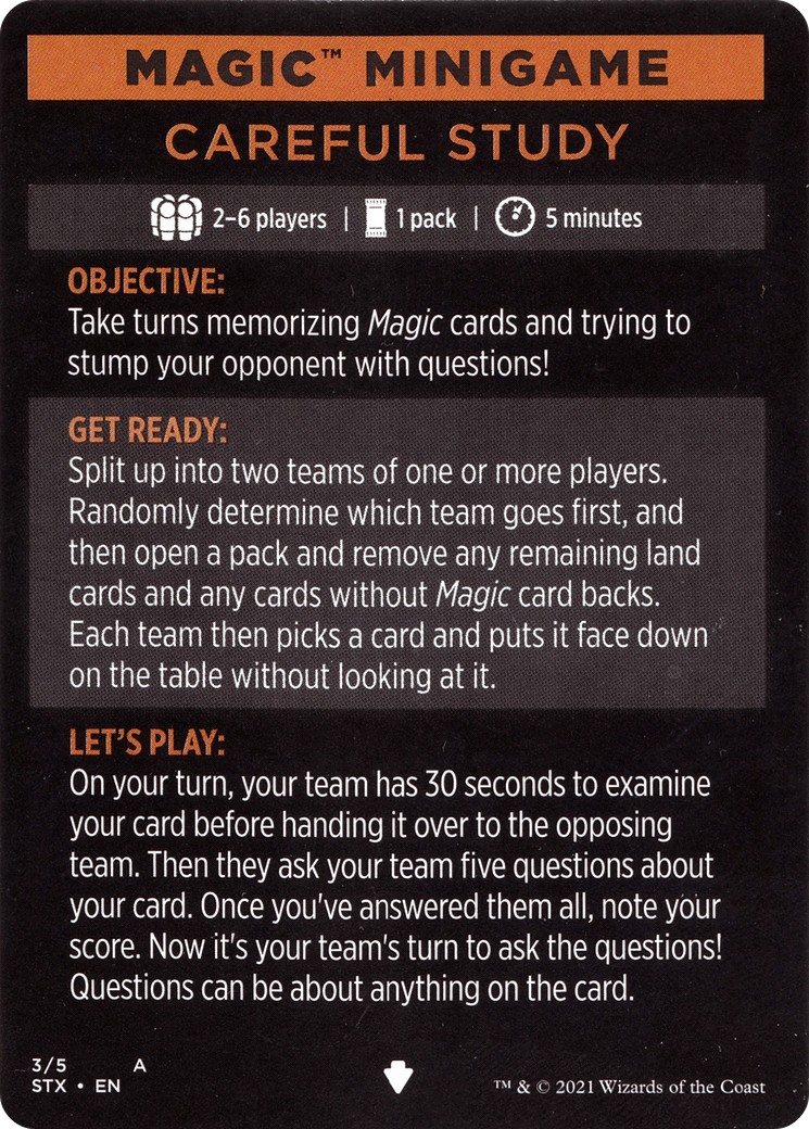 2021 Magic: The Gathering Strixhaven: School of Mages Minigames Careful Study (minigame) // Careful Study (cont'd) #3 trading