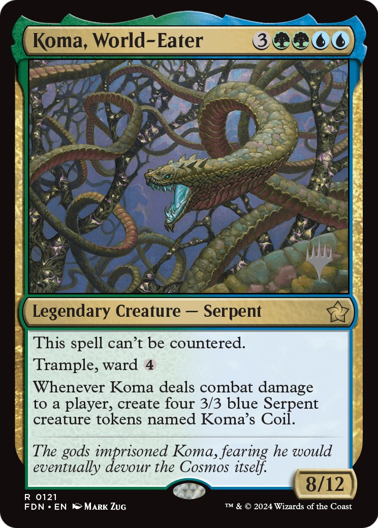 2025 Magic: The Gathering Foundations Promos Koma, World-Eater #121p trading card
