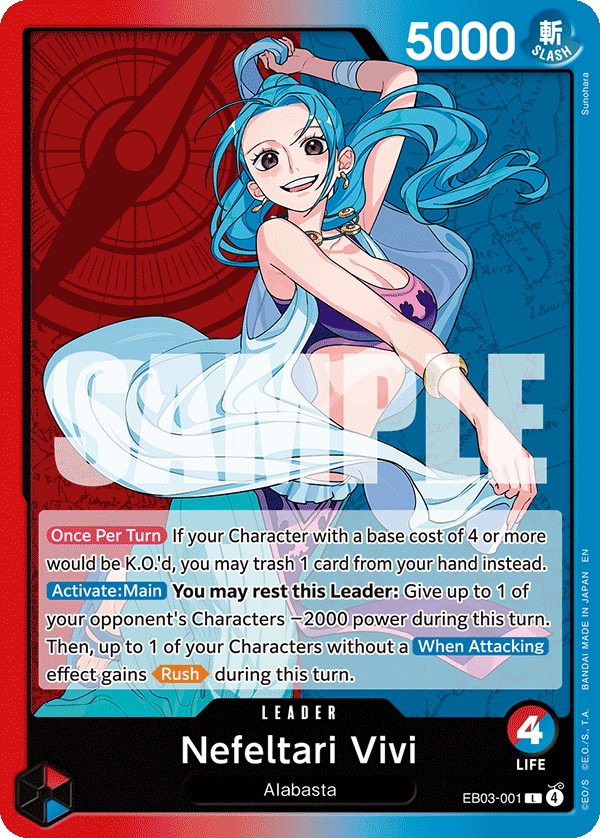 2026 One Piece Card Game ONE PIECE HEROINES EDITION Nefeltari Vivi #EB03-001 trading card