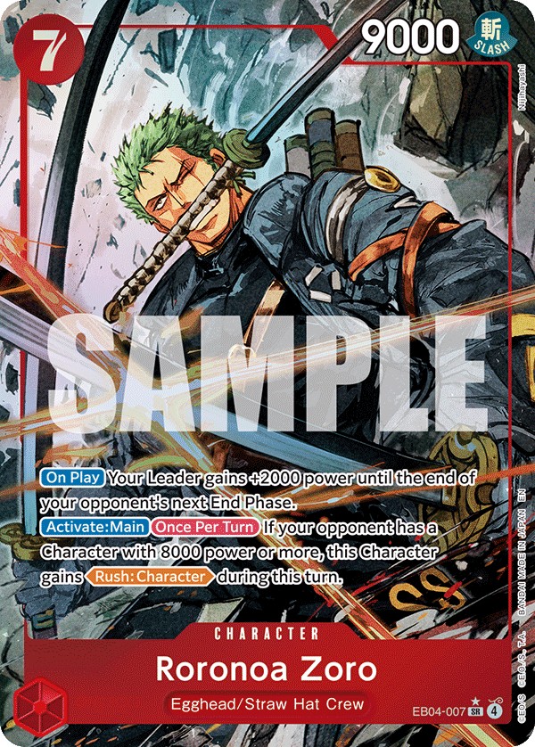 2026 One Piece Card Game BOOSTER PACK Roronoa Zoro #EB04-007 trading card