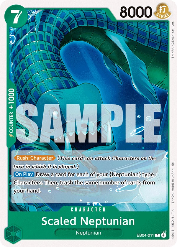 2026 One Piece Card Game THE AZURE SEA’S SEVEN Scaled Neptunian #EB04-011 trading card